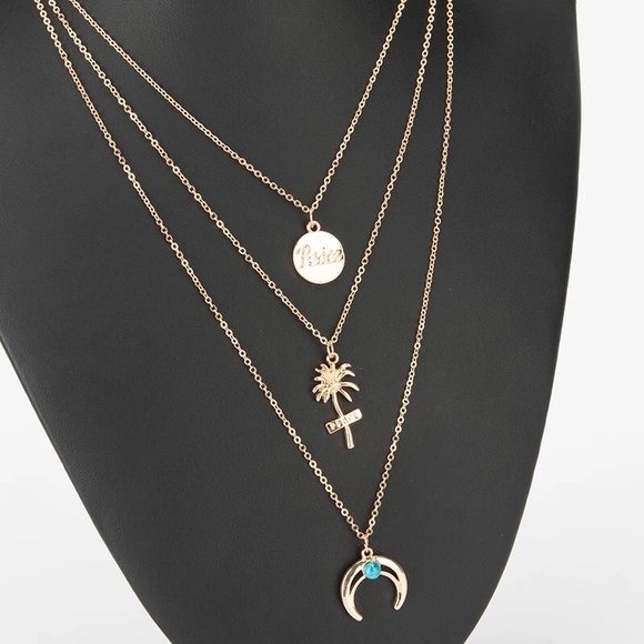‼️3/$30 Boho Multilayer Peace Palm Tree Necklace - Picture 3 of 4